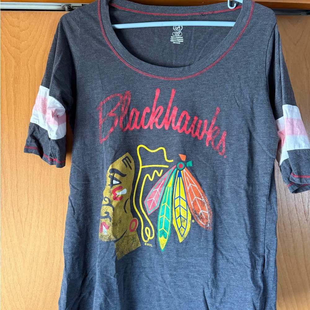 NHL Gray and Red Short Sleeve Tee